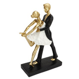 Romantic Couple Dancing Sculpture Decoration Resin Elegant Couple Ballet Dancer Statue Figurine Ornament Gold 7130W‑01 - Close-Up Angle
