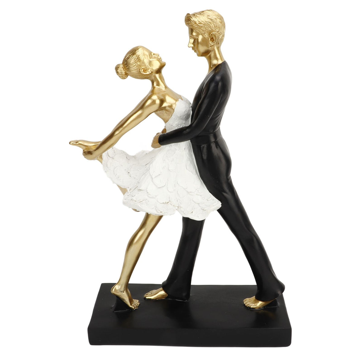 Romantic Couple Dancing Sculpture Decoration Resin Elegant Couple Ballet Dancer Statue Figurine Ornament Gold 7130W‑01