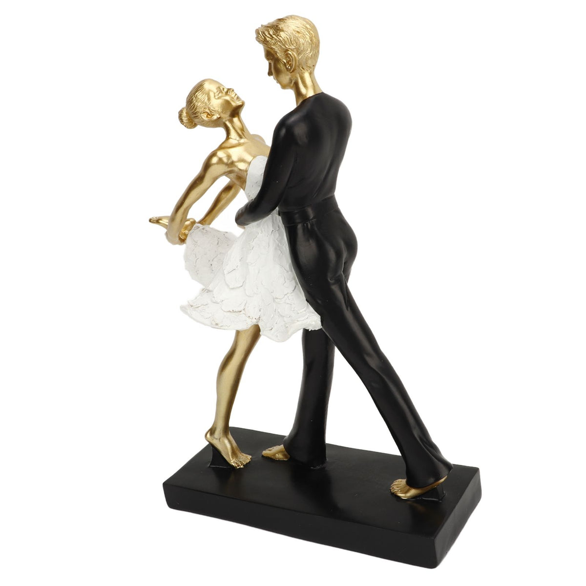 Romantic Couple Dancing Sculpture Decoration Resin Elegant Couple Ballet Dancer Statue Figurine Ornament Gold 7130W‑01