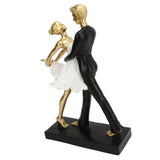 Romantic Couple Dancing Sculpture Decoration Resin Elegant Couple Ballet Dancer Statue Figurine Ornament Gold 7130W‑01