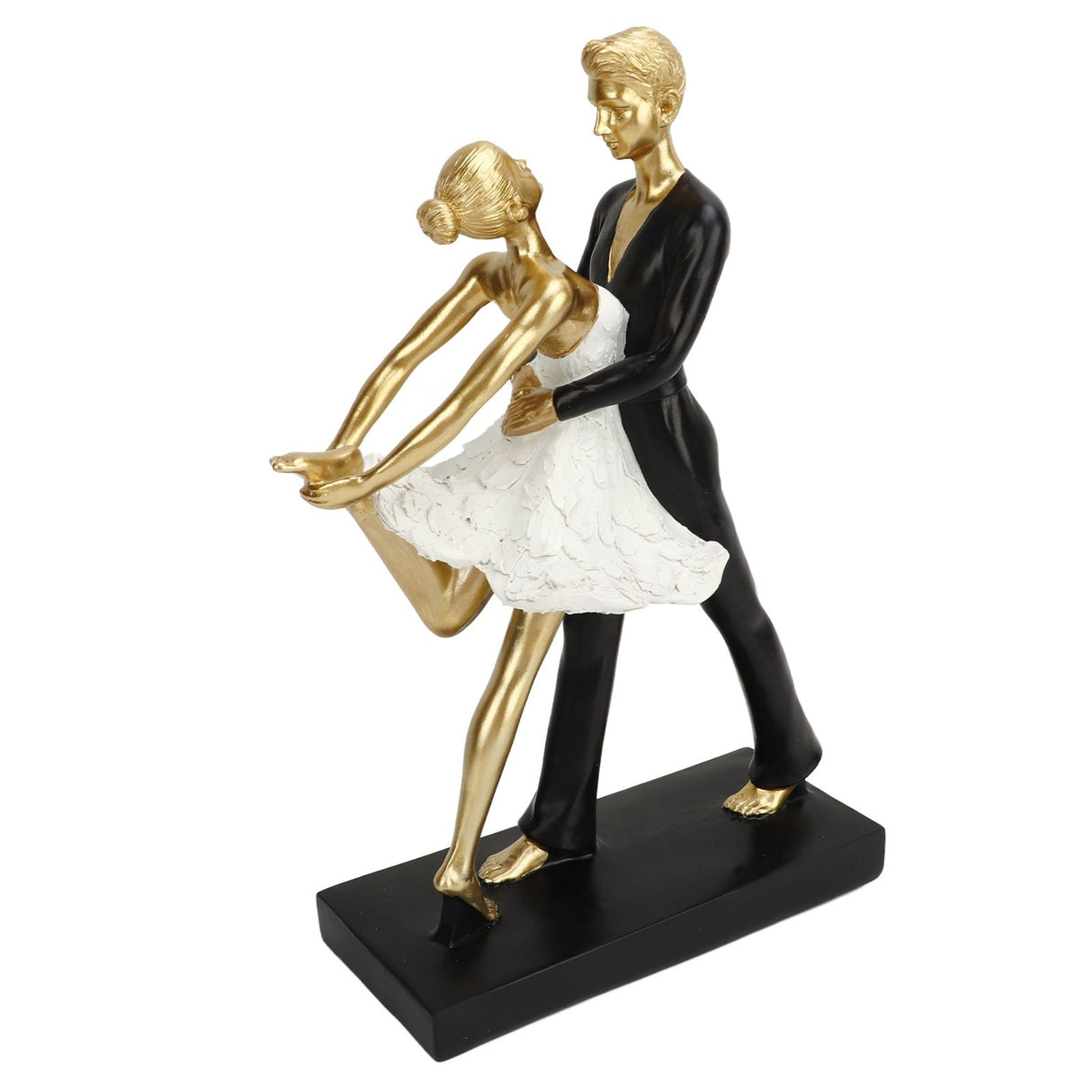Romantic Couple Dancing Sculpture Decoration Resin Elegant Couple Ballet Dancer Statue Figurine Ornament Gold 7130W‑01