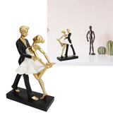 Romantic Couple Dancing Sculpture Decoration Resin Elegant Couple Ballet Dancer Statue Figurine Ornament Gold 7130W‑01 - Extra Image