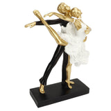 Romantic Couple Dancing Sculpture Decoration Resin Elegant Couple Ballet Dancer Statue Figurine Ornament Gold 7130W‑02