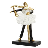 Romantic Couple Dancing Sculpture Decoration Resin Elegant Couple Ballet Dancer Statue Figurine Ornament Gold 7130W‑02