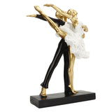 Romantic Couple Dancing Sculpture Decoration Resin Elegant Couple Ballet Dancer Statue Figurine Ornament Gold 7130W‑02