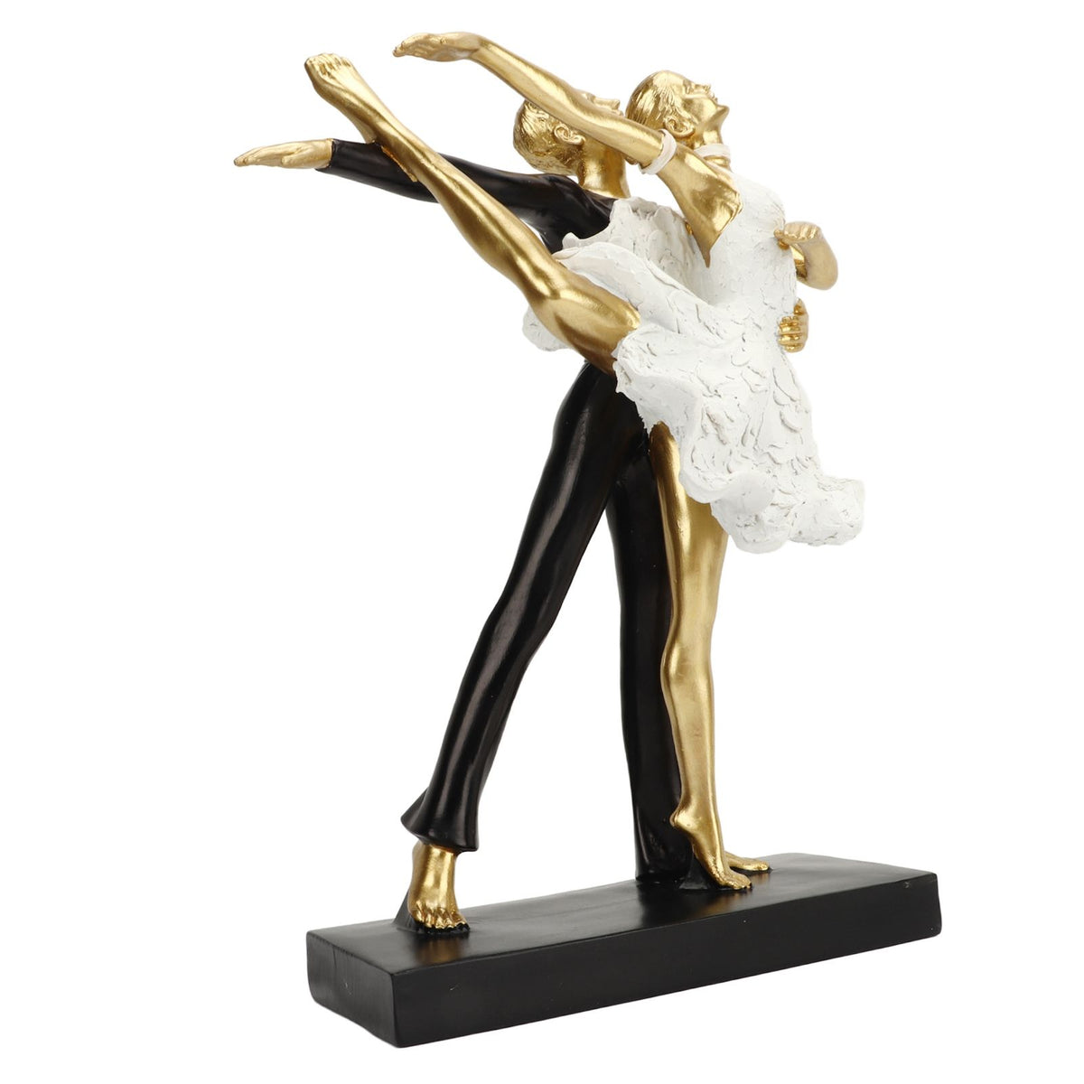 Romantic Couple Dancing Sculpture Decoration Resin Elegant Couple Ballet Dancer Statue Figurine Ornament Gold 7130W‑02
