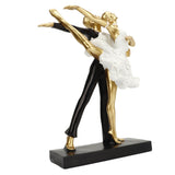 Romantic Couple Dancing Sculpture Decoration Resin Elegant Couple Ballet Dancer Statue Figurine Ornament Gold 7130W‑02
