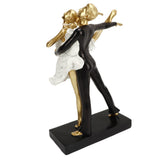 Romantic Couple Dancing Sculpture Decoration Resin Elegant Couple Ballet Dancer Statue Figurine Ornament Gold 7130W‑02