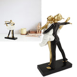 Romantic Couple Dancing Sculpture Decoration Resin Elegant Couple Ballet Dancer Statue Figurine Ornament Gold 7130W‑02