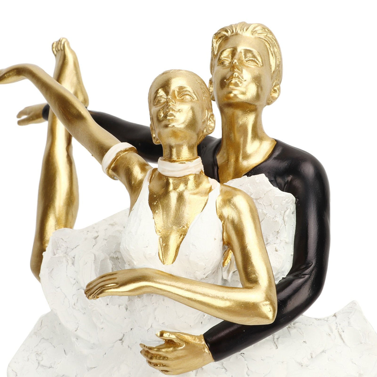 Romantic Couple Dancing Sculpture Decoration Resin Elegant Couple Ballet Dancer Statue Figurine Ornament Gold 7130W‑02
