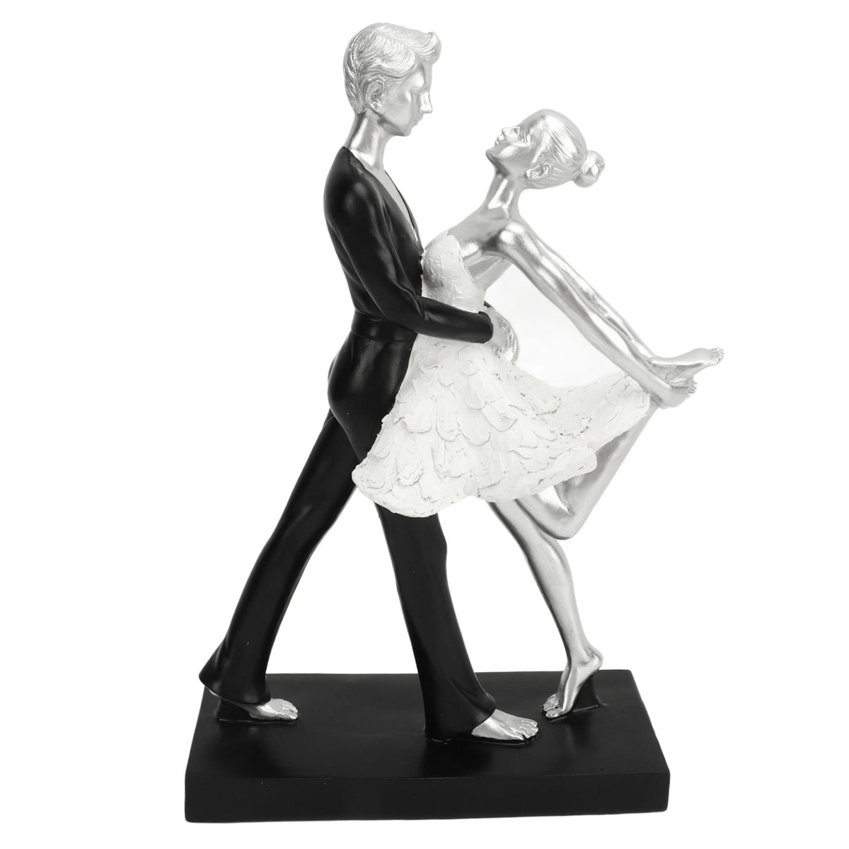 Couple Dancing Sculpture Modern Simple Innovative Resin Hand Crafted Couple Dancing Abstract Statue Silver Hugging Double Ballet Dance