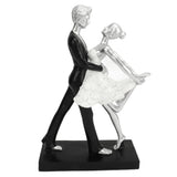 Couple Dancing Sculpture Modern Simple Innovative Resin Hand Crafted Couple Dancing Abstract Statue Silver Hugging Double Ballet Dance