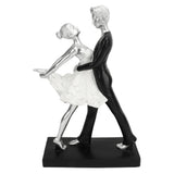 Couple Dancing Sculpture Modern Simple Innovative Resin Hand Crafted Couple Dancing Abstract Statue Silver Hugging Double Ballet Dance - Front View