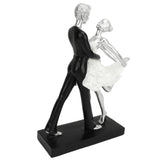 Couple Dancing Sculpture Modern Simple Innovative Resin Hand Crafted Couple Dancing Abstract Statue Silver Hugging Double Ballet Dance - 45-Degree Angle