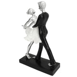 Couple Dancing Sculpture Modern Simple Innovative Resin Hand Crafted Couple Dancing Abstract Statue Silver Hugging Double Ballet Dance - Rear View