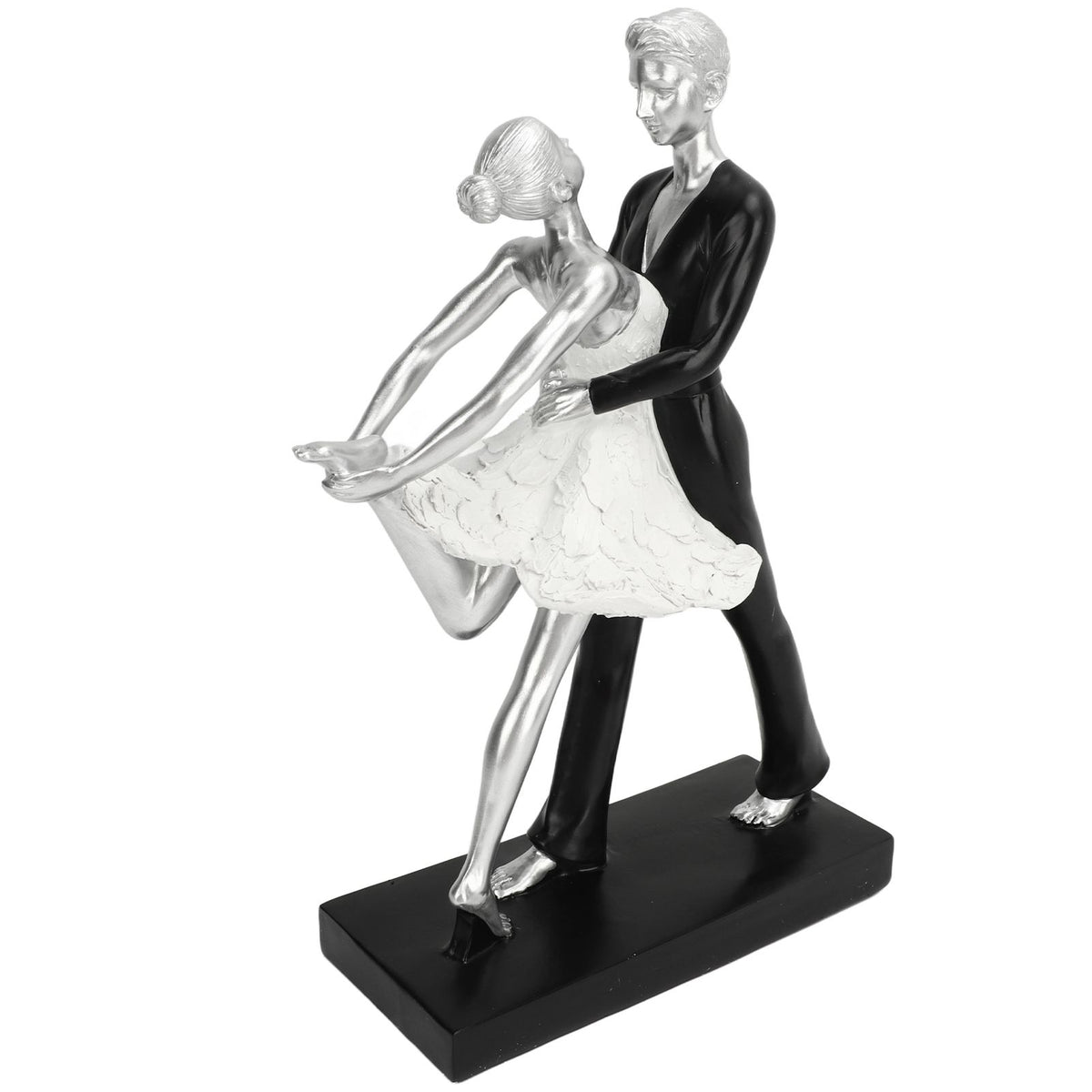 Couple Dancing Sculpture Modern Simple Innovative Resin Hand Crafted Couple Dancing Abstract Statue Silver Hugging Double Ballet Dance