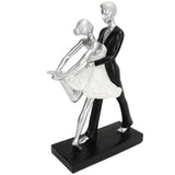 Couple Dancing Sculpture Modern Simple Innovative Resin Hand Crafted Couple Dancing Abstract Statue Silver Hugging Double Ballet Dance - Close-Up Angle