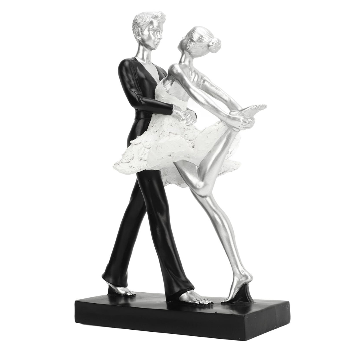 Couple Dancing Sculpture Modern Simple Innovative Resin Hand Crafted Couple Dancing Abstract Statue Silver Hugging Double Ballet Dance