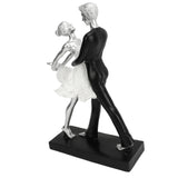 Couple Dancing Sculpture Modern Simple Innovative Resin Hand Crafted Couple Dancing Abstract Statue Silver Hugging Double Ballet Dance - Extra Image