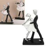 Couple Dancing Sculpture Modern Simple Innovative Resin Hand Crafted Couple Dancing Abstract Statue Silver Hugging Double Ballet Dance - Extra Image