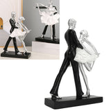Couple Dancing Sculpture Modern Simple Innovative Resin Hand Crafted Couple Dancing Abstract Statue Silver Hugging Double Ballet Dance - Extra Image