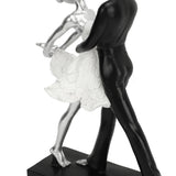 Couple Dancing Sculpture Modern Simple Innovative Resin Hand Crafted Couple Dancing Abstract Statue Silver Hugging Double Ballet Dance - Extra Image