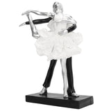 Couple Dancing Sculpture Modern Simple Innovative Resin Hand Crafted Couple Dancing Abstract Statue Silver Ballet Dance for Two People - Front View