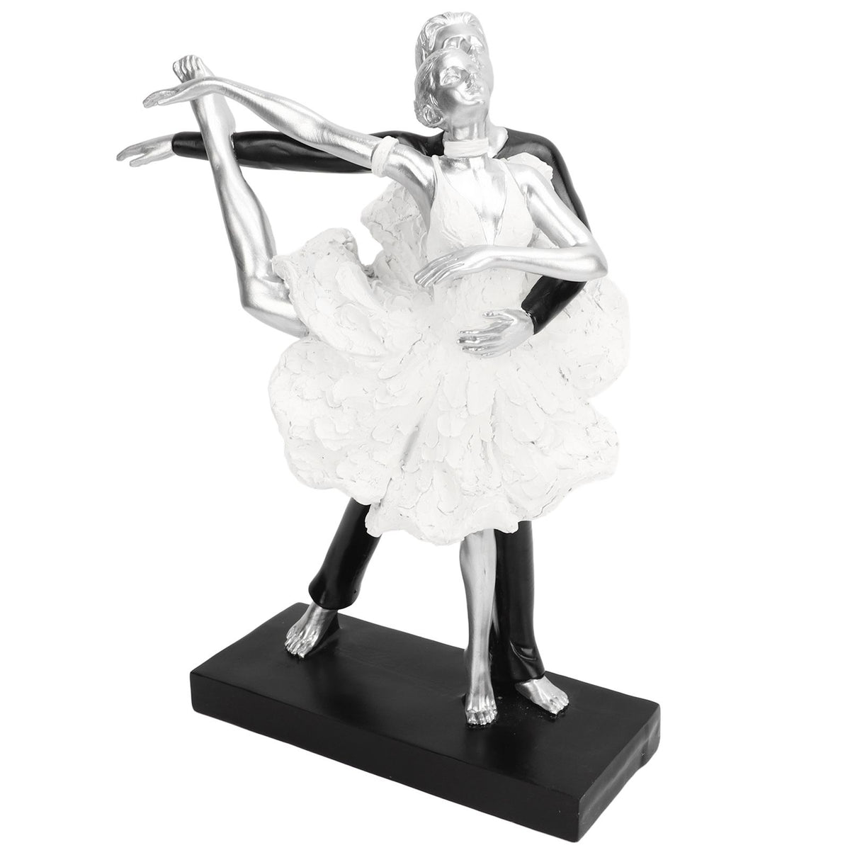 Couple Dancing Sculpture Modern Simple Innovative Resin Hand Crafted Couple Dancing Abstract Statue Silver Ballet Dance for Two People