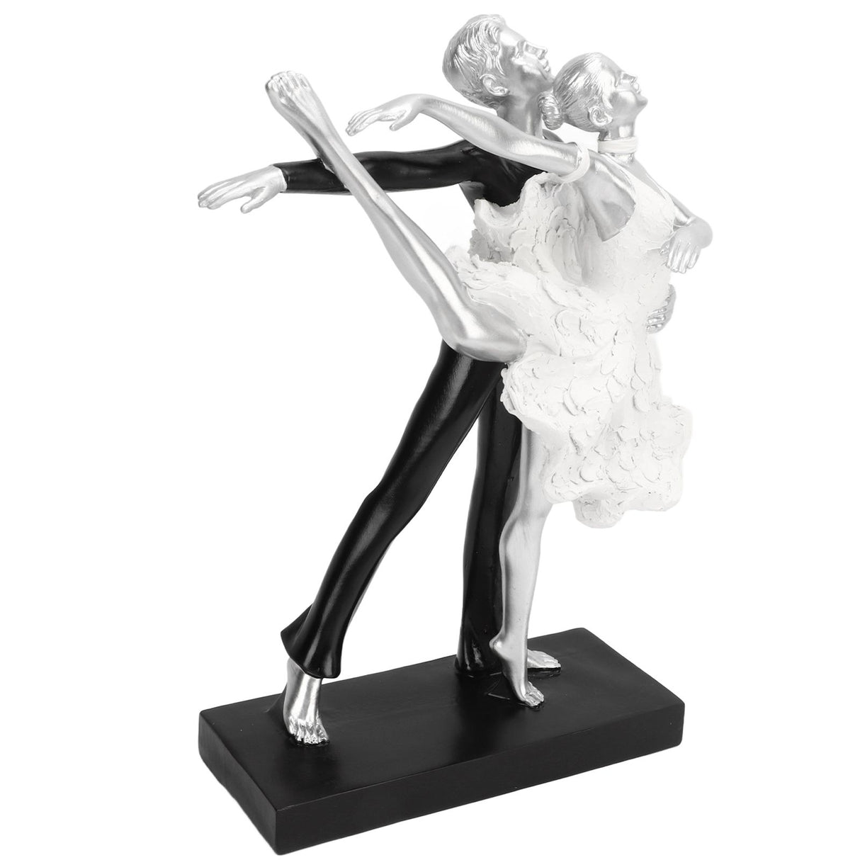 Couple Dancing Sculpture Modern Simple Innovative Resin Hand Crafted Couple Dancing Abstract Statue Silver Ballet Dance for Two People