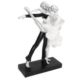 Couple Dancing Sculpture Modern Simple Innovative Resin Hand Crafted Couple Dancing Abstract Statue Silver Ballet Dance for Two People - Top-Down View