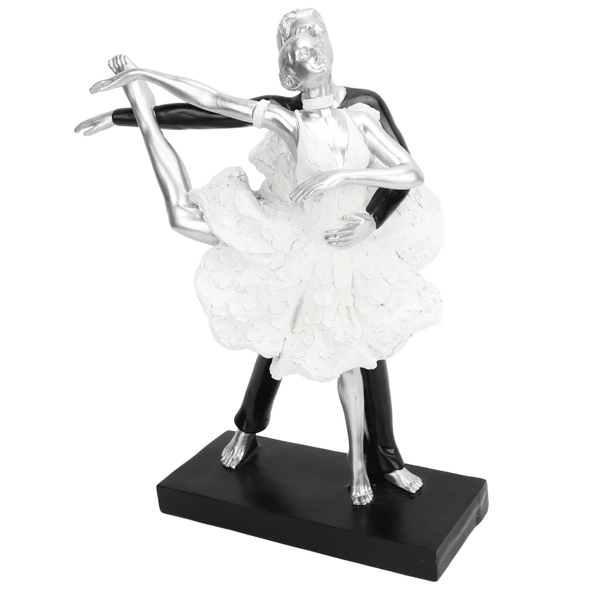 Couple Dancing Sculpture Modern Simple Innovative Resin Hand Crafted Couple Dancing Abstract Statue Silver Ballet Dance for Two People