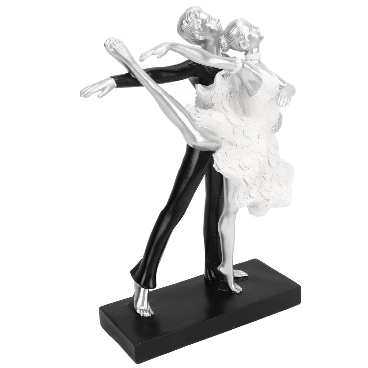 Couple Dancing Sculpture Modern Simple Innovative Resin Hand Crafted Couple Dancing Abstract Statue Silver Ballet Dance for Two People