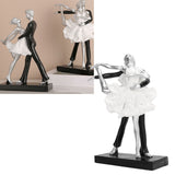 Couple Dancing Sculpture Modern Simple Innovative Resin Hand Crafted Couple Dancing Abstract Statue Silver Ballet Dance for Two People - Extra Image
