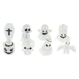 8 Pcs Halloween Ornaments Miniature Luminous Tombstone Pumpkin Skull Ghost Garden Decor - Side View