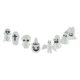 8 Pcs Halloween Ornaments Miniature Luminous Tombstone Pumpkin Skull Ghost Garden Decor - Top-Down View
