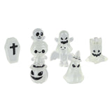 8 Pcs Halloween Ornaments Miniature Luminous Tombstone Pumpkin Skull Ghost Garden Decor