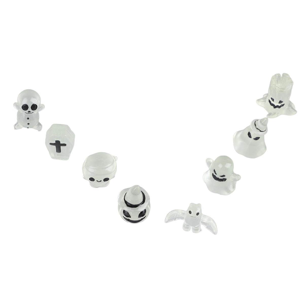 8 Pcs Halloween Ornaments Miniature Luminous Tombstone Pumpkin Skull Ghost Garden Decor