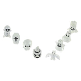 8 Pcs Halloween Ornaments Miniature Luminous Tombstone Pumpkin Skull Ghost Garden Decor - Close-Up Angle