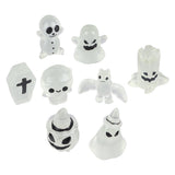 8 Pcs Halloween Ornaments Miniature Luminous Tombstone Pumpkin Skull Ghost Garden Decor - Low Angle