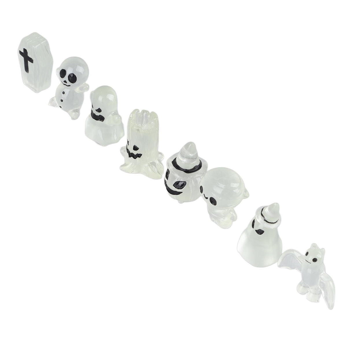 8 Pcs Halloween Ornaments Miniature Luminous Tombstone Pumpkin Skull Ghost Garden Decor