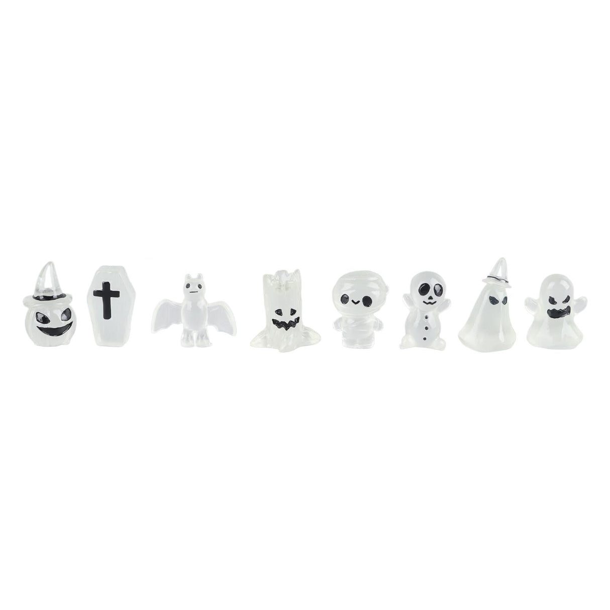 8 Pcs Halloween Ornaments Miniature Luminous Tombstone Pumpkin Skull Ghost Garden Decor