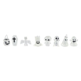 8 Pcs Halloween Ornaments Miniature Luminous Tombstone Pumpkin Skull Ghost Garden Decor