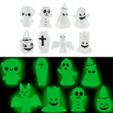 8 Pcs Halloween Ornaments Miniature Luminous Tombstone Pumpkin Skull Ghost Garden Decor - Extra Image