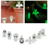 8 Pcs Halloween Ornaments Miniature Luminous Tombstone Pumpkin Skull Ghost Garden Decor - Extra Image