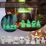 8 Pcs Halloween Ornaments Miniature Luminous Tombstone Pumpkin Skull Ghost Garden Decor - Extra Image