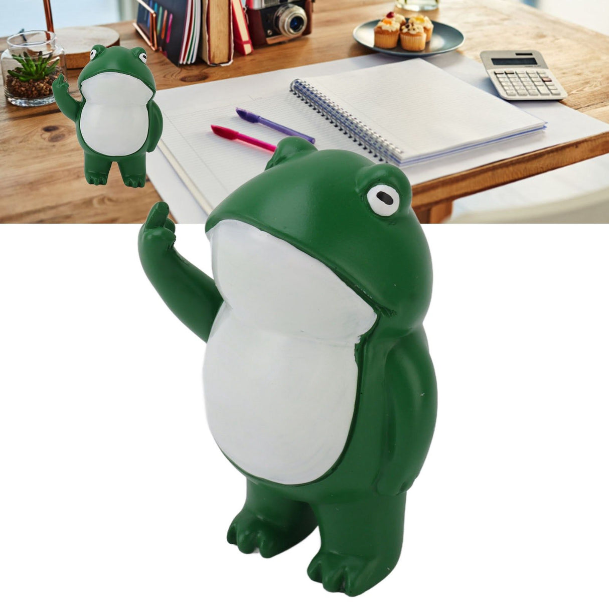 Middle Finger Frog Ornament Outdoor Patio Quirky Little Frog Ornament for Home Office Desktop
