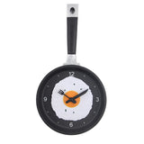 Wall Clock ABS Fried Egg Frying Pan Shape Silent Battery Operated Wall Clock for Bedroom Living Room Kitchen Black