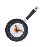 Wall Clock ABS Fried Egg Frying Pan Shape Silent Battery Operated Wall Clock for Bedroom Living Room Kitchen Black