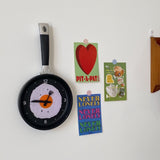 Wall Clock ABS Fried Egg Frying Pan Shape Silent Battery Operated Wall Clock for Bedroom Living Room Kitchen Black - 45-Degree Angle