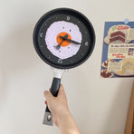 Wall Clock ABS Fried Egg Frying Pan Shape Silent Battery Operated Wall Clock for Bedroom Living Room Kitchen Black